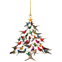 Christmas Ornament, Colorful Hummingbirds Hanging Ornaments for Tree, Christmas Tree Shaped Pendant