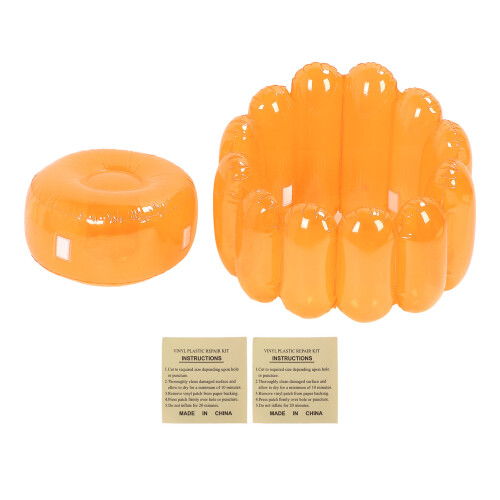Inflatable Portable Couch Chair, 75x56cm, Orange Transparent 2