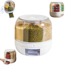 Rotating Candy Dispenser 360 with Lid and 6 Compartments, Snack Storage Organizer for Candy and Dry Food