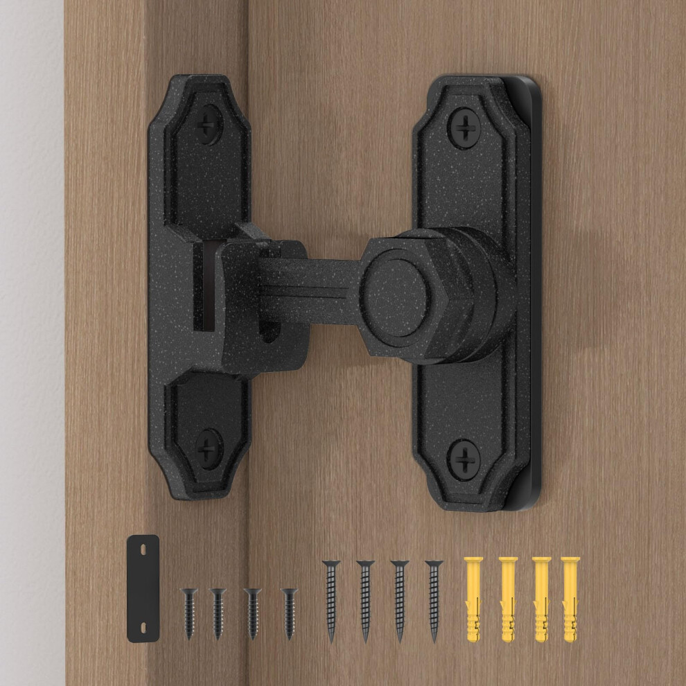 Heavy Duty Barn Door Lock With 90/180 Flip Zinc Alloy Gate Latch, Rustresistant, 1Pc Black 9771547214380