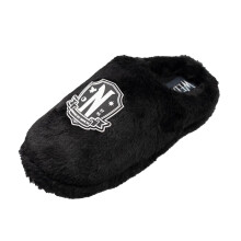 (4 UK, Black) Wednesday Girls Logo Mule Slippers