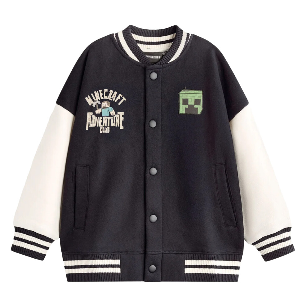 Minecraft (13-14 Years, ) Boys Creeper Varsity Jacket Black