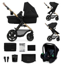 Carrito Kinderkraft MOOV 2 3 en 1 con asiento 2 en 1 grandes ruedas amortiguadas Travel System hasta 27 kg Negro