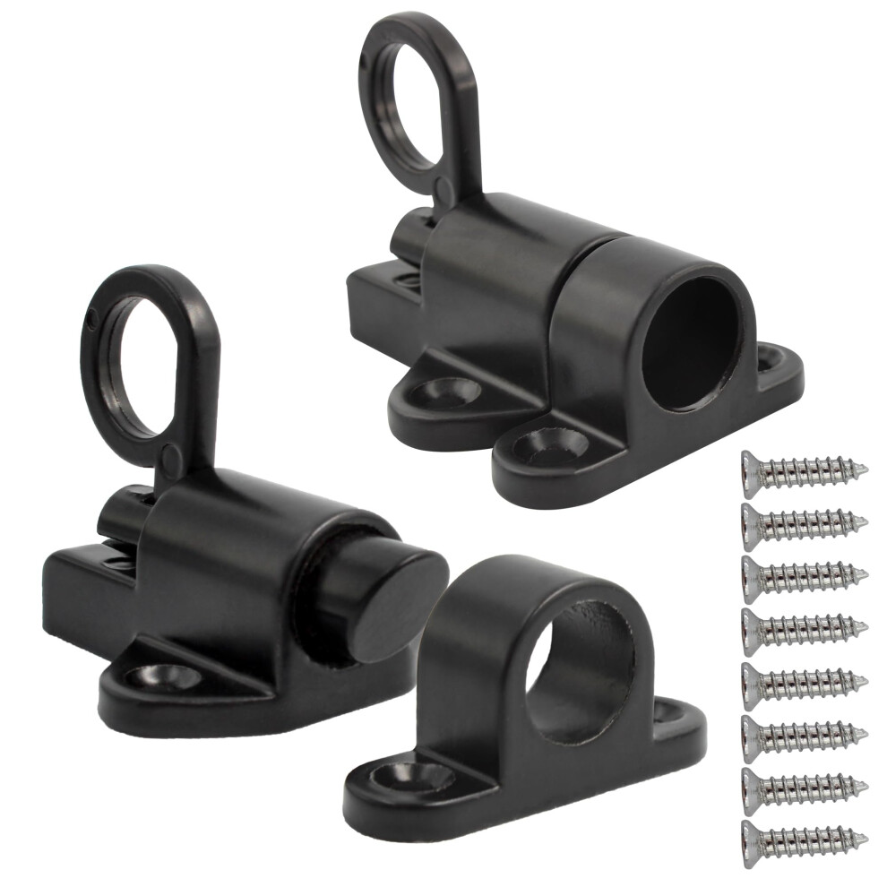 Self Closing Gate Latch Aluminum Alloy Automatic Spring Loaded Door Lock Black 2Pcs 9169991236896