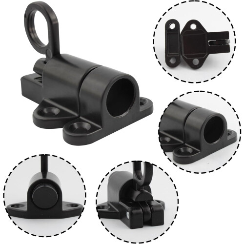 Self Closing Gate Latch Aluminum Alloy Automatic Spring Loaded Door Lock Black 2pcs 1