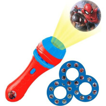 LEXIBOOK, Spider-Man torch light and projector with 3 discs, 24 images, create your own stories, LTC050SP