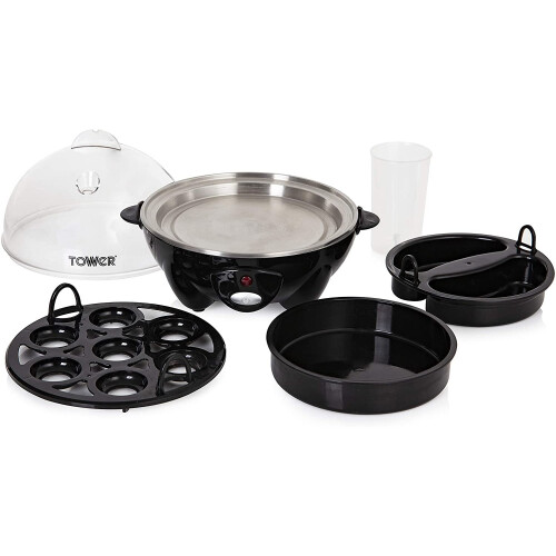 Tower Tower T19023 360W Egg Cooker, 7 Eggs Capacity, Black