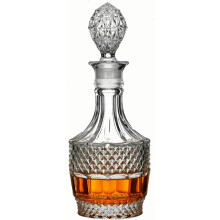 Lead Crystal Whiskey Decanter for Bourbon and Brandy, Elegant Home Bar Centerpiece