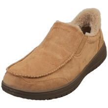 (Brown, 11 (Adults')) Skechers Murette Scofield Textile Men's Tan Slippers