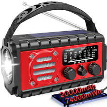 20000mAh Solar Powered Emergency Weather Radio NOAA AM FM SW, Waterproof with Flashlight and SOS
