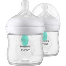 Avent Natural Response Baby Bottle - 2X 125ml Baby Milk Bottle with AirFree Vent, BPA Free for Newborn Babies Aged 0 Months+ (Model SCY670/02)