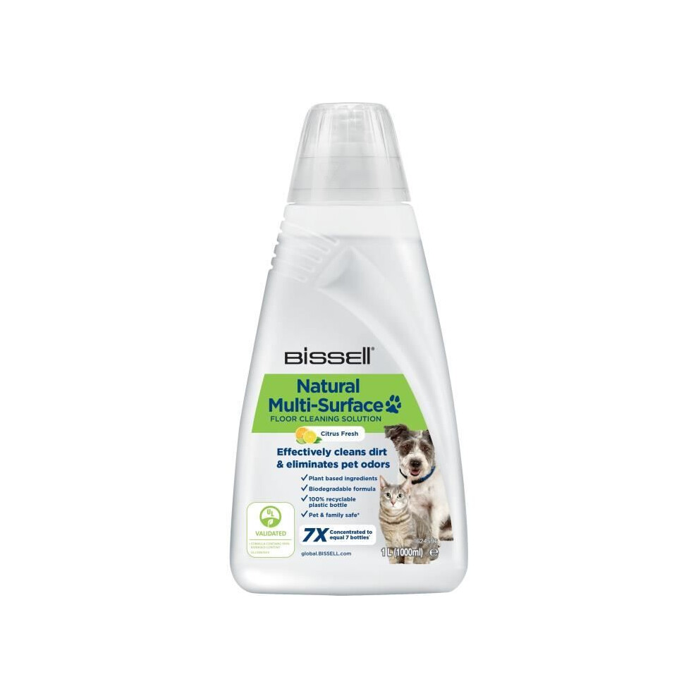 Bissell Natural Multi Surface Floor Cleaning Solution 1L | For Crosswave, Spinwave And Hydrowave | Plant Based Cleaning Ingredients, Pet & Family Safe | 3122,