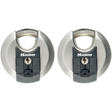 Pack of 2 High Security Disc Padlocks, Security level 8/10, Outdoor, Keyed, Stainless Steel, Weatherproof, Shrouded