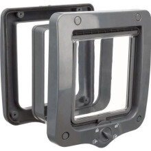4-Way Cat Flap with Tunnel, Dark Gray, 20x22cm