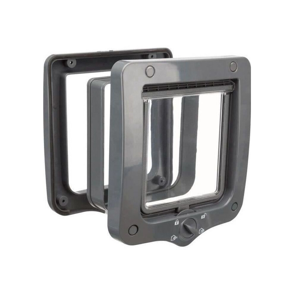 Trixie 4-Way Cat Flap With Tunnel, 20X22cm Dark/Gray