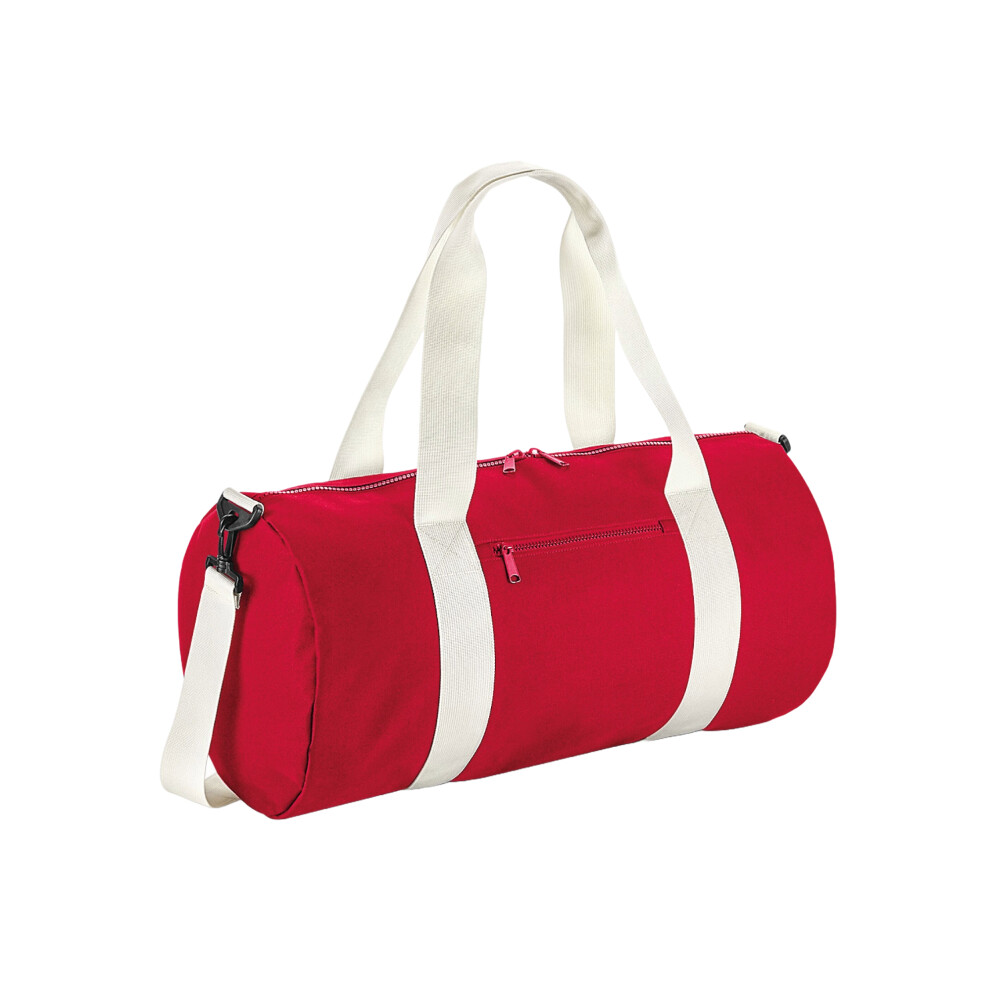 Bagbase Original Barrel Duffle Bag - Classic Red/Off White - Image 2