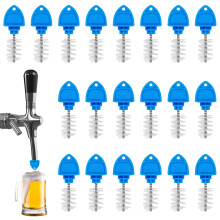 20 Pcs Beer Tap Brush and Plug Set, Draft Beer Faucet Cleaning Kit, Stainless Steel, Blue