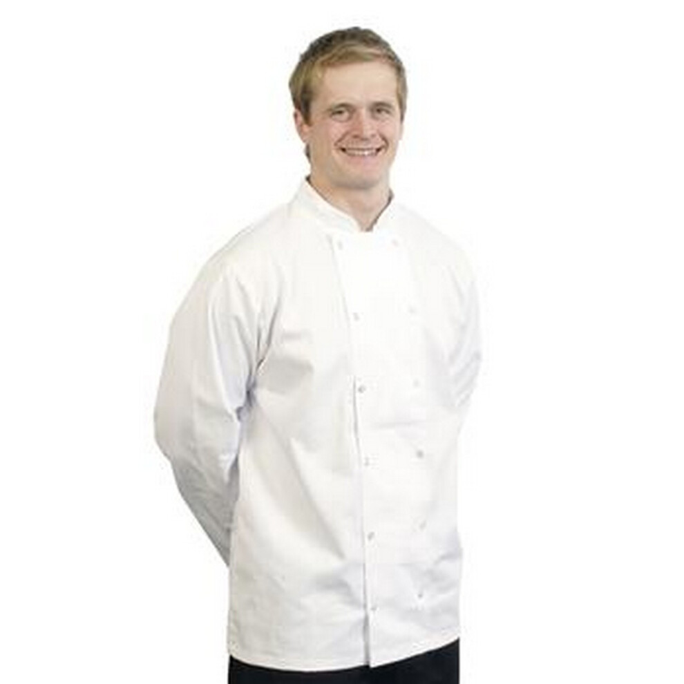 (L, White) Bonchef Adults Danny Long Sleeved Chef Jacket 5059000117176
