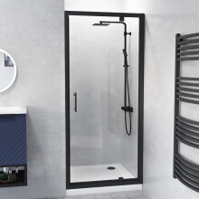 Nes Home 900mm Pivot Shower Door Enclosure Screen 6mm Tempered Glass Matte Black