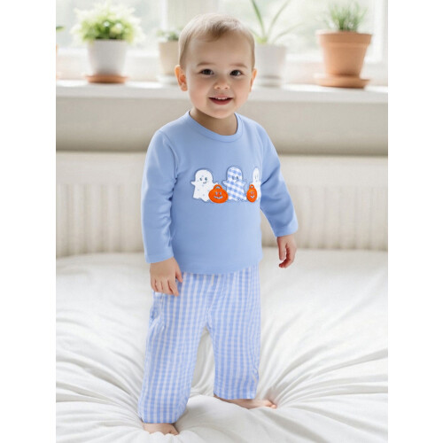 (6-12 Months, Blue) Ρούχα για νήπια 2 τεμάχια秋季服装 2