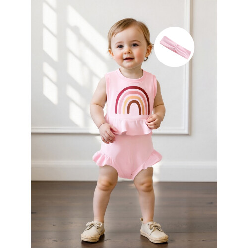 (6-9 Months, Pink) Καλοκαιρινά ρούχα για 3 τεμαχίων 2