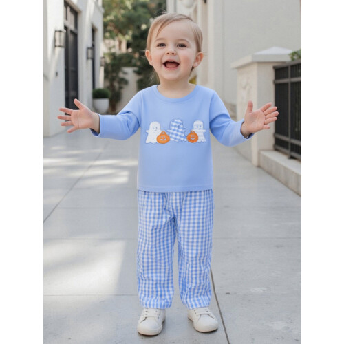(6-12 Months, Blue) Ρούχα για νήπια 2 τεμάχια秋季服装 1