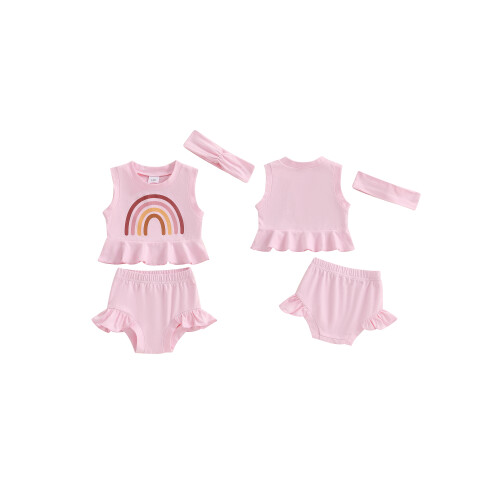 (6-9 Months, Pink) Καλοκαιρινά ρούχα για 3 τεμαχίων 1