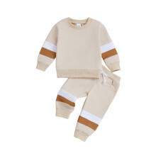 (2-3Y, Beige) Conjunto de pantalón cintura elástica.