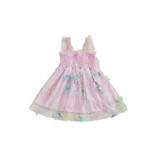 (2-3 Years, Pink) Mädchen-Slipkleid, ärmellos, mit Schmetterlings- und Blumenmuster, Sommerkleid in A-Linie, Tüll-Prinzessinnenkleid