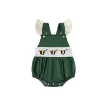 (3-6 Months, Dark Green) Tutina estiva neonati con ricamo a papera, maniche a volant e scollo quadrato, body streetwear