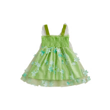 (6-12 Months, Green) Mädchen-Slipkleid, ärmellos, mit Schmetterlings- und Blumenmuster, Sommerkleid in A-Linie, Tüll-Prinzessinnenkleid