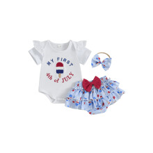 (3-6 Months, Blue) Conjunto Infantil Menina com Laço