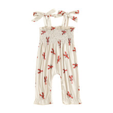 (6-12 Months, Khaki) Macacão infantil feminino com detalhes franzidos, estampa de morango e alças com amarração. Roupa de verão fofa.