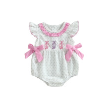 (12-18 Months, White) Mono de verano para niña con mangas acampanadas y volantes, zapatos de ballet bordados, body burbuja