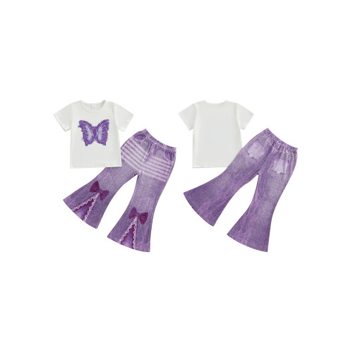 (6 Years, Purple) Σετ 2 τεμαχίων παντελόνι καμπάνα. 1