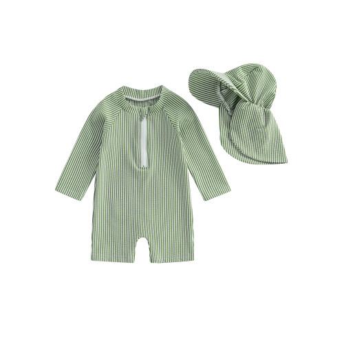(12-18 Months, Green) Παιδικό μαγιό για μακριά μανίκια.