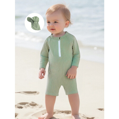 (3-6 Months, Green) Παιδικό μαγιό για μακριά μανίκια. 2