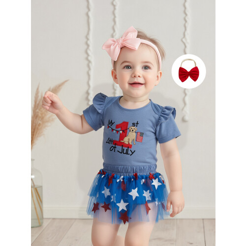 (12-18 Months, Blue) Conjunto bebê menina: da Independência. 2