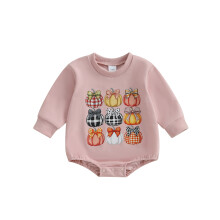 (6-12 Months, Pink) Tutina da neonata a maniche lunghe con scollo rotondo e stampa di zucche, costume di Halloween per neonata