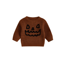 (3-6 Months, Brown) Geansaí Leanbh Oíche Shamhna Bróidnéireacht Pumpkin Spúcach Ócáideach Muinchille Fada Cniotáilte do Naíonáin