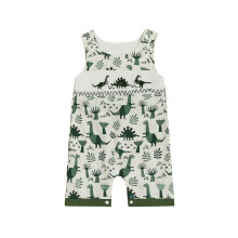 (3-6 Months, Green) Tutine estive per neonati con stampa di dinosauri, scollo rotondo, senza maniche, pagliaccetti