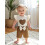 (6-9 Months, Beige) Conjunto de verão laço elástico. 3