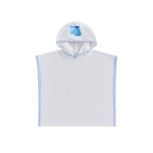 (3-4 Years, Blue) Kinder-Strandponcho mit Kapuze, Tierstickerei, lockerer Schnitt, Strandmantel/Überwurf für den Sommer