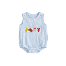 (12-18 Months, Blue) Tutina estiva casual per neonati maschietti con ricamo di aragosta, senza maniche, vestiti carini.