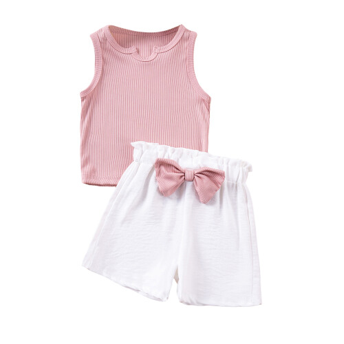(4-5 Years, Pink) Καλοκαιρινά ρούχα για σετ μόδας.