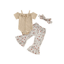 (3-6 Months, Beige) Conjunto de verão para recém-nascidos.