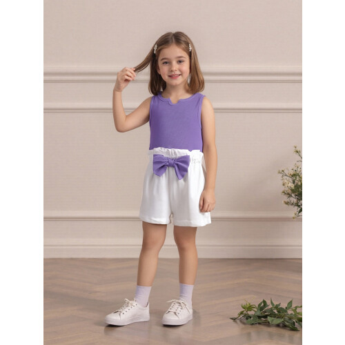 (4-5 Years, Purple) Καλοκαιρινά ρούχα για σετ μόδας. 1