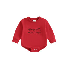 (6-12 Months, Red) Tutina neonati e bambini, modello casual con ricamo lettere e maniche lunghe. Abbigliamento carino per bimbi.