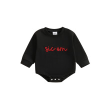 (12-18 Months, Black) Tutina neonati e bambini, modello casual con ricamo lettere e maniche lunghe. Abbigliamento carino per bimbi.