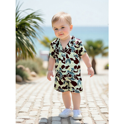 (12-18 Months, Army Green) Σετ καλοκαιρινής πιτζάμας και σορτς 2